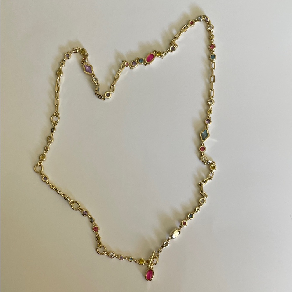 Kendra Scott Gold Necklace with Pink and Blue Accents